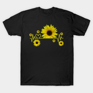 sunflower, heartbeat, heart, bloom, sunflowerfield T-Shirt